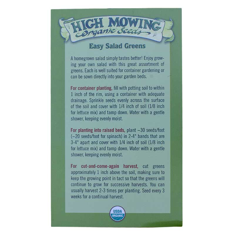 Easy Salad Greens 3 Seeds Packets (Organic)