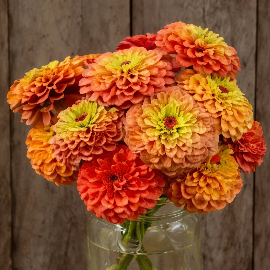 Queeny Lime Orange Zinnia Seeds (Organic)