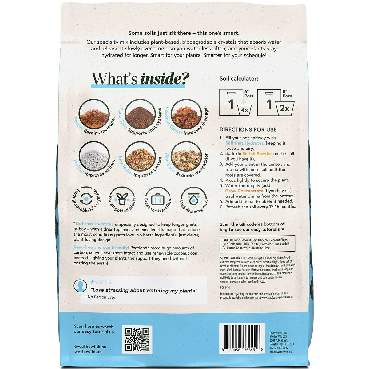 We The Wild - Soil That Hydrates Potting Soil 6qt