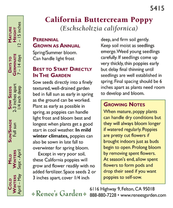Buttercream California Poppy Flower Seeds