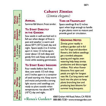Cabaret Double Cutting Zinnia Flower Seeds
