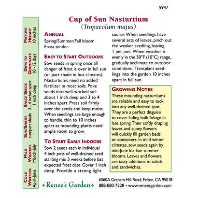 Cup of Sun Mounding Nasturtium Flower Seeds
