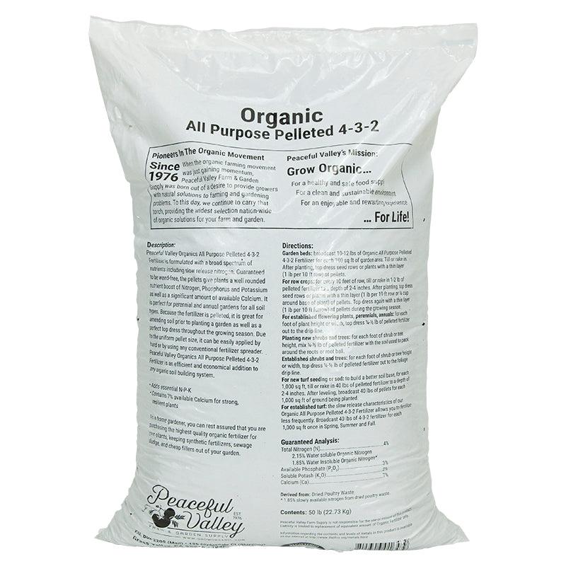 Peaceful Valley Organics All Purpose Pelleted Fertilizer 4-3-2 (50 lb)