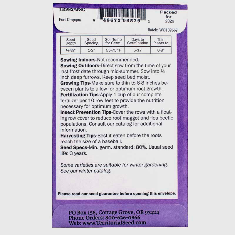 Turnip Fort Umpqua Seeds (Organic)