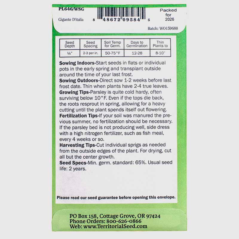 Parsley Gigante D'italia Seeds (Organic)