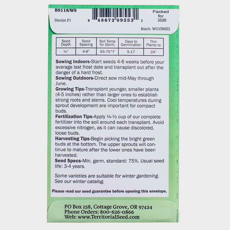 Dimitri Brussels Sprouts Seeds