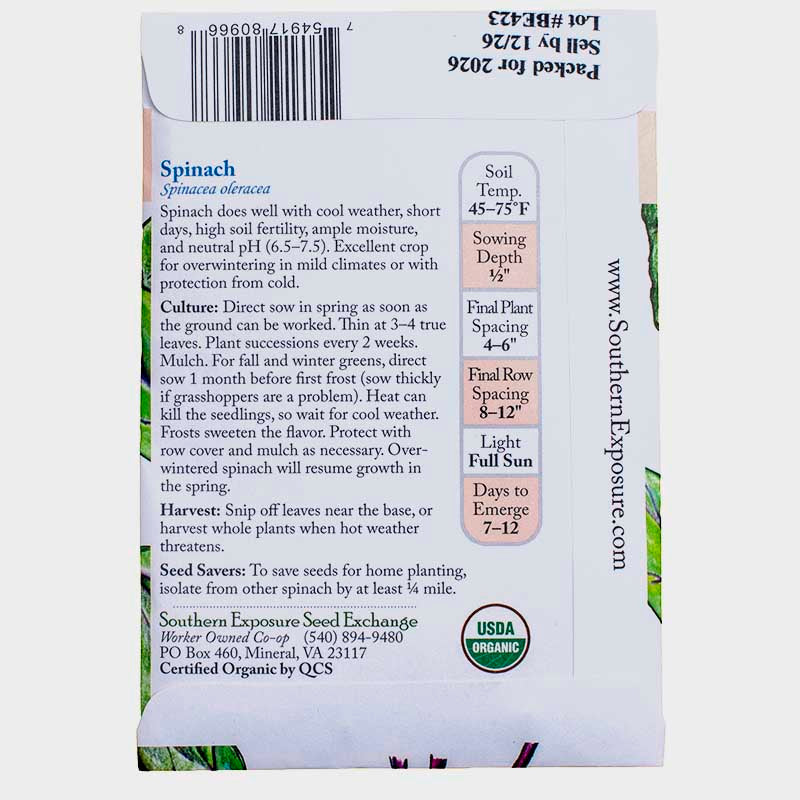 Beaujolais Spinach Seeds (Organic)