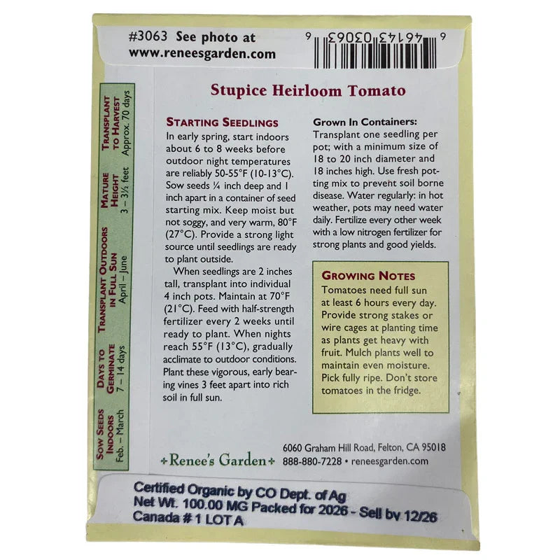Organic Stupice Tomato