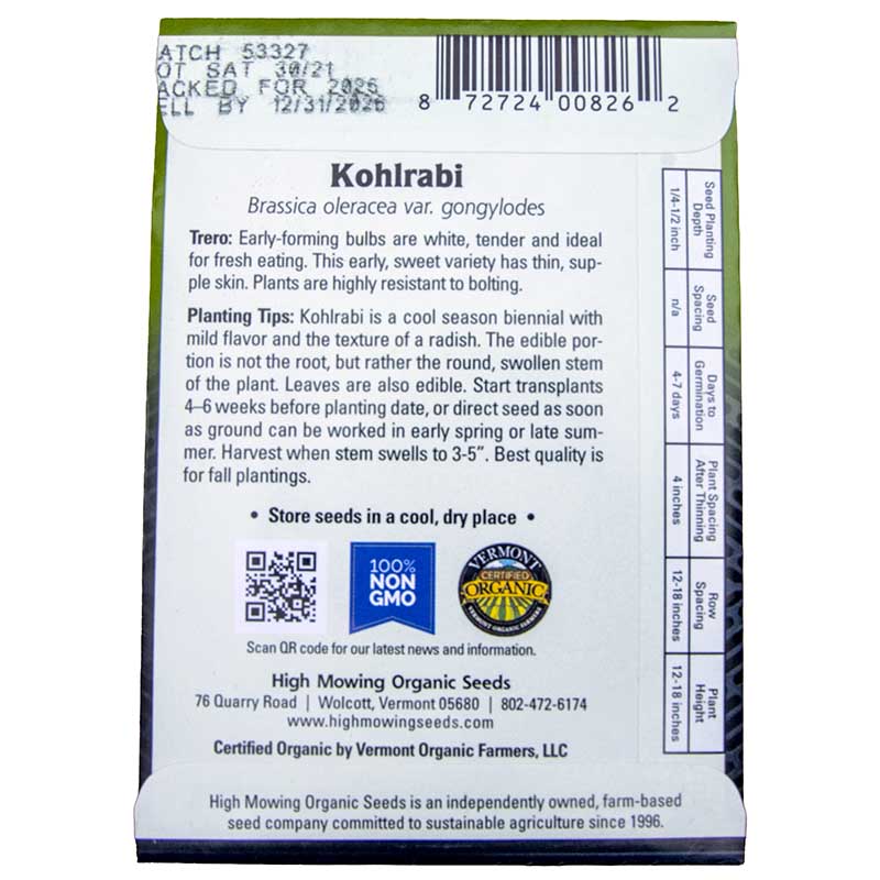 Trero Kohlrabi Seeds (Organic)