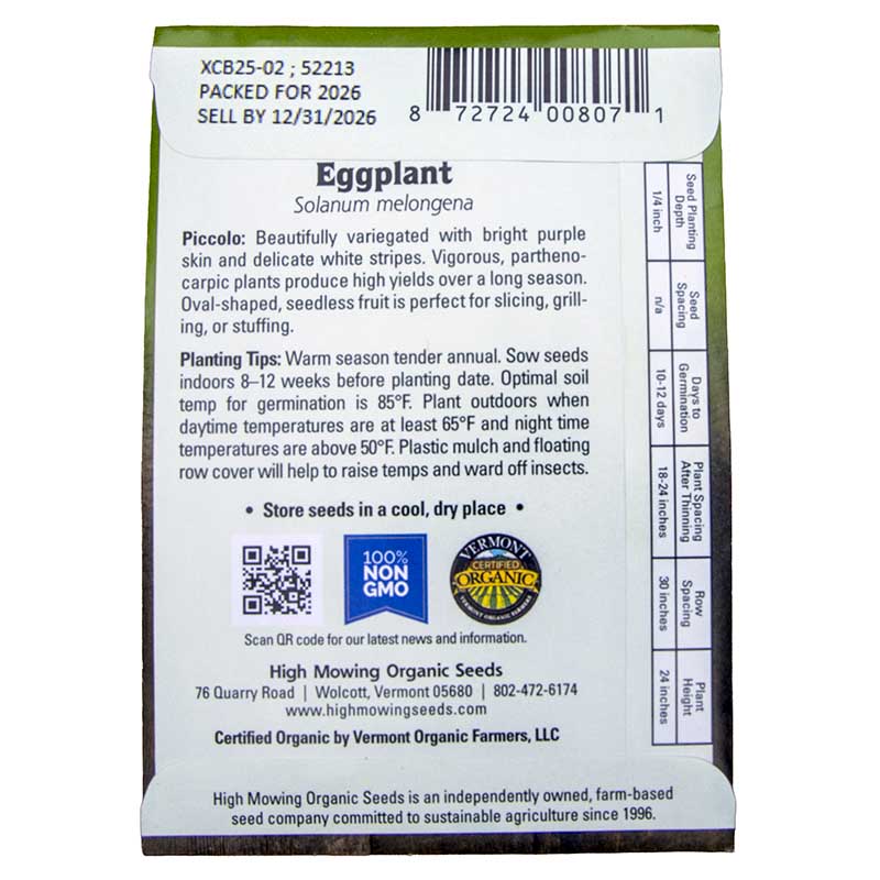 Piccolo F1 Eggplant Seeds (Organic)