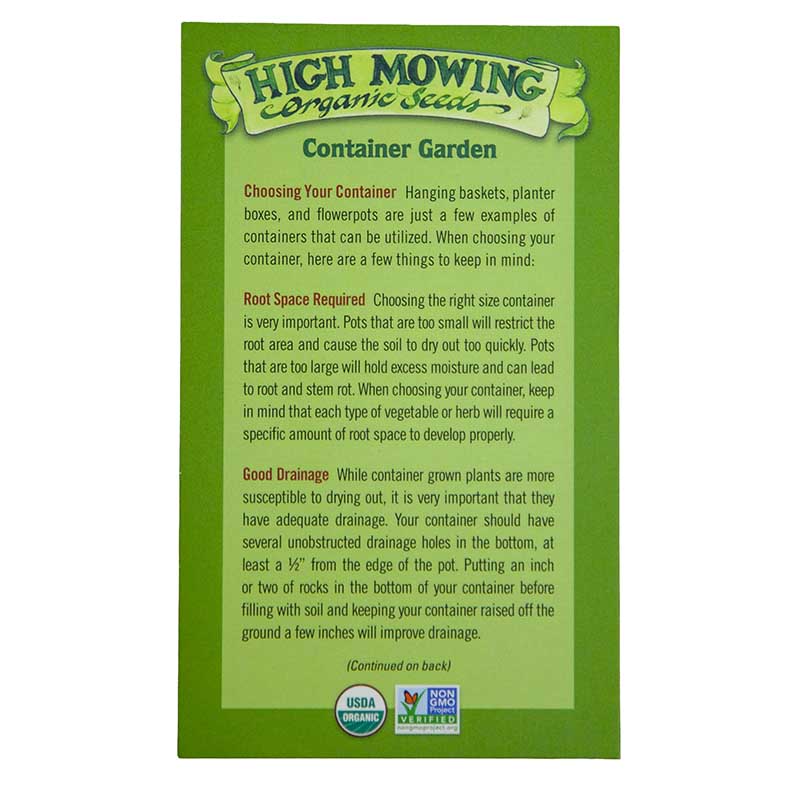 Container Garden 6 Seeds Packets (Organic)