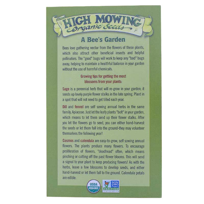 A Bee's Garden 5 Seed Packets (Organic)