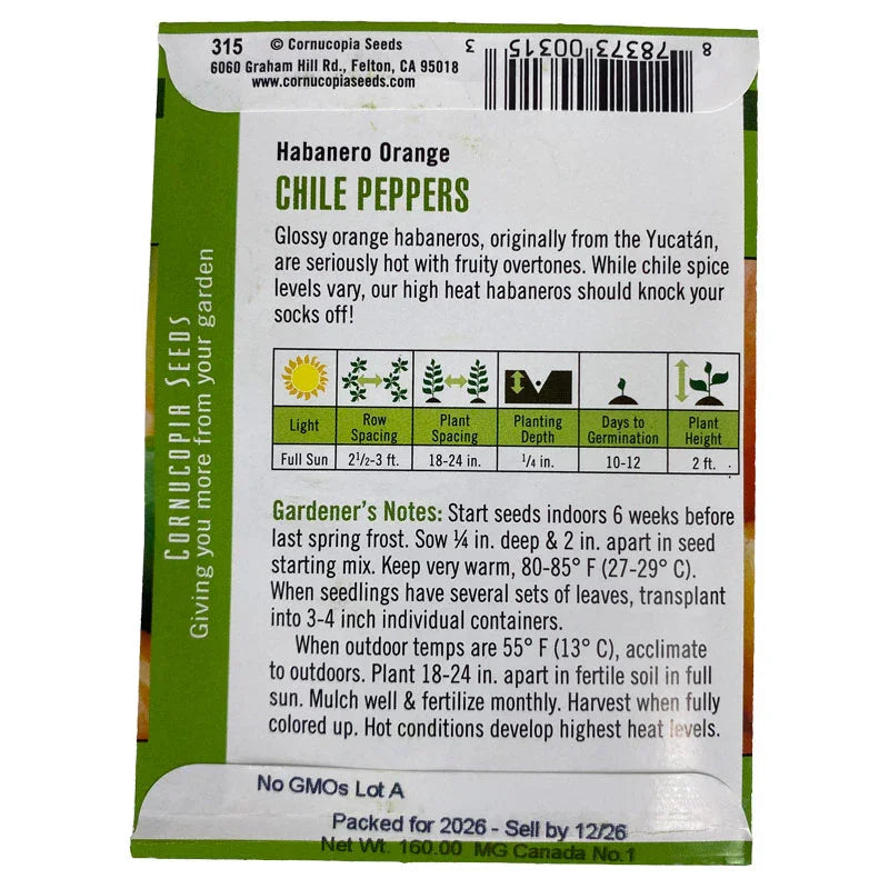 Habanero Orange Chili Pepper Seeds