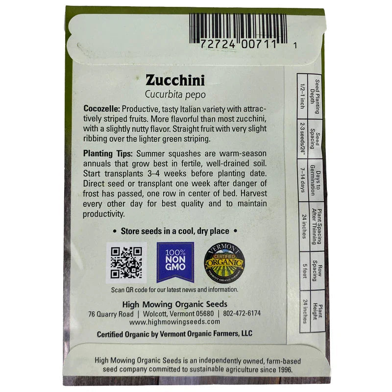 Cocozelle Summer Squash Seeds (Organic)