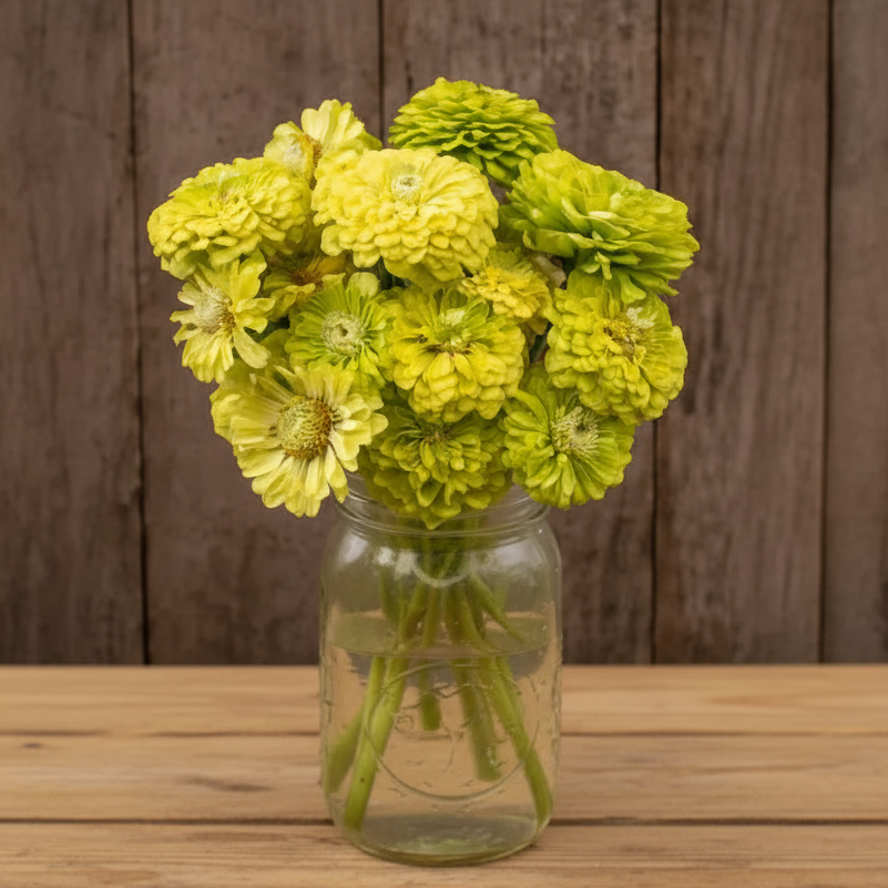 Queeny Lime Zinnia Seeds (Organic)