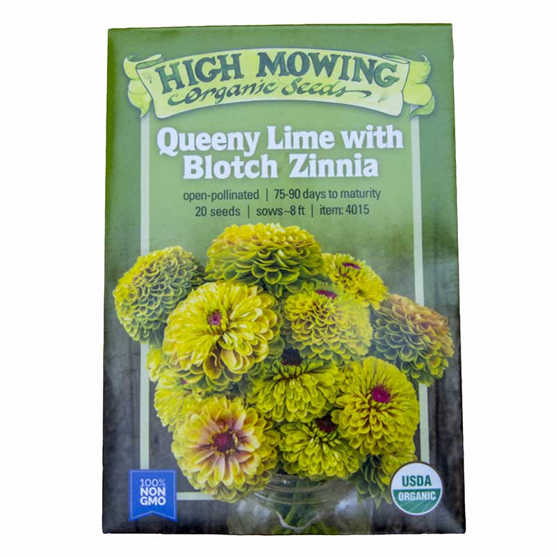 Queeny Lime with Blotch Zinnia Seeds (Organic)