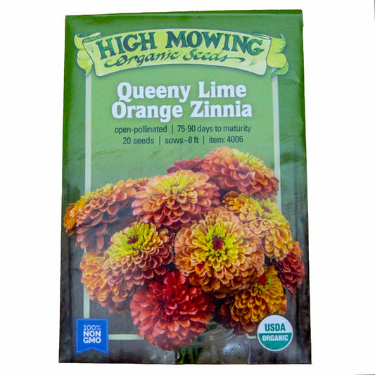 Queeny Lime Orange Zinnia Seeds (Organic)
