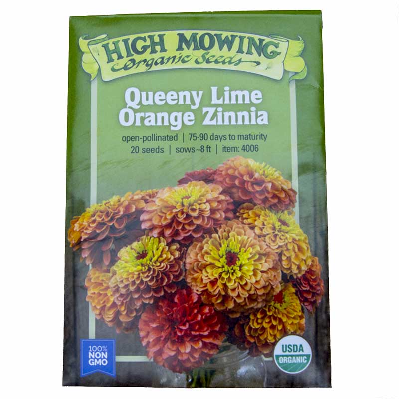 Queeny Lime Orange Zinnia Seeds (Organic)