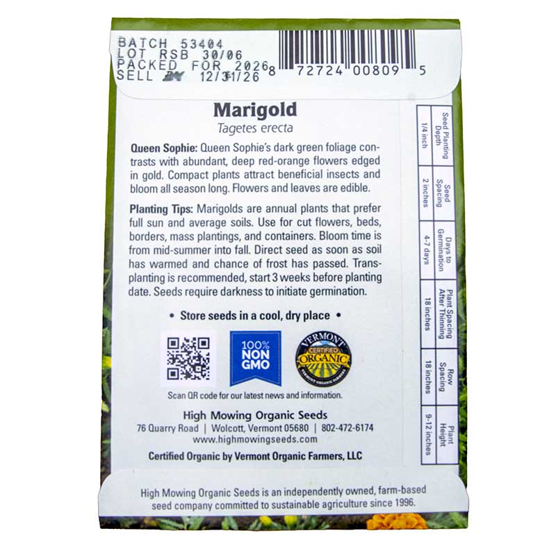 Queen Sophie Marigold Seeds (Organic)