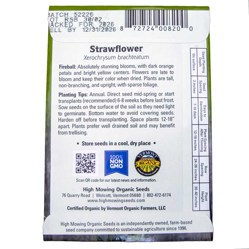 Fireball Strawflower Seeds (Organic)