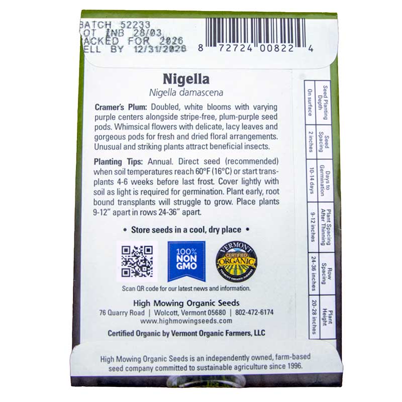 Cramer's Plum Nigella Seeds (Organic)