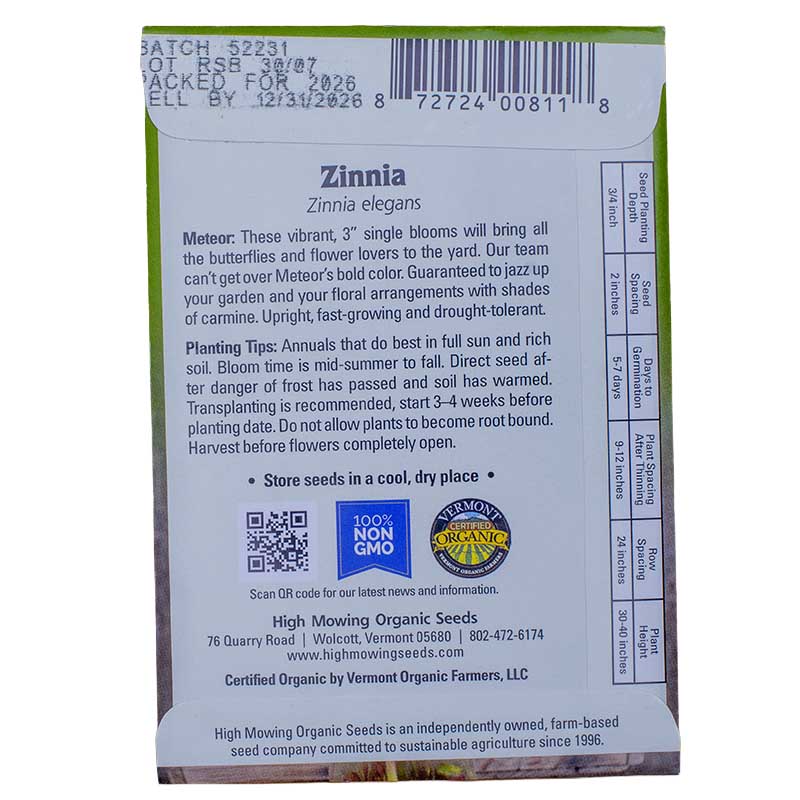 Meteor Zinnia Seeds (Organic)