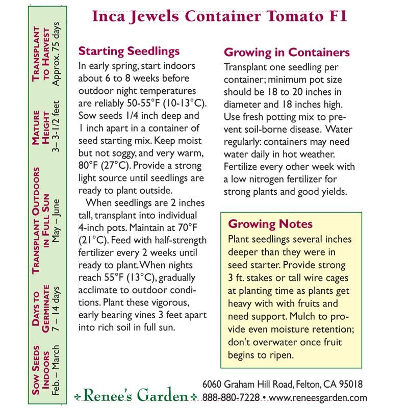 Inca Jewels Roma Container Tomato Seeds