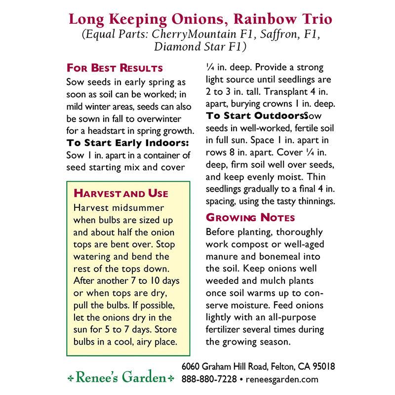 Long Keeping Rainbow Trio Onion Seed Mix