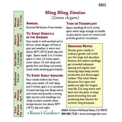 Bling Bling Cutting Zinnia Flower Seeds