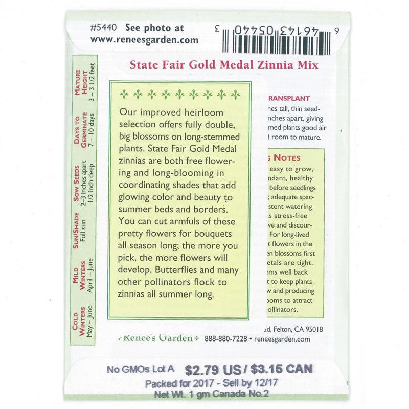 State Fair Gold Medal Butterfly Zinnia Flower Seed Mix